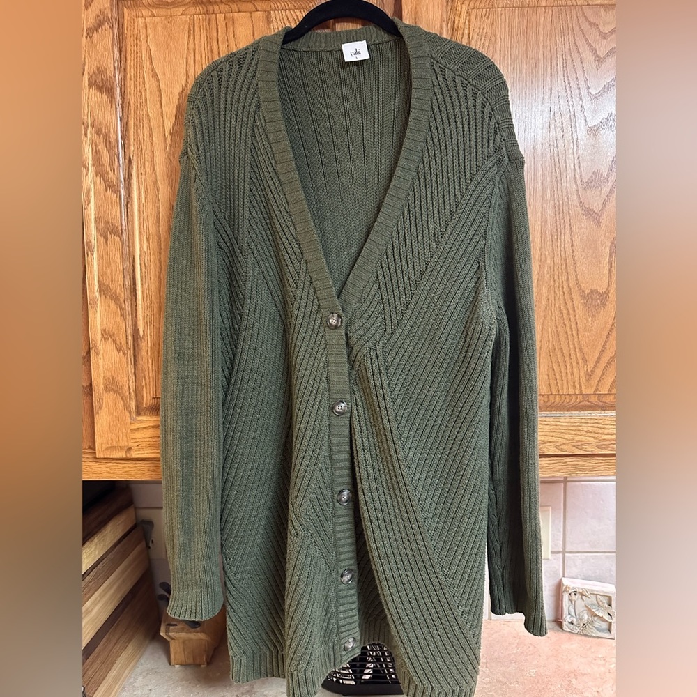 💚 Cabi Aerial Cardigan #3536 Large Olive Green EUC